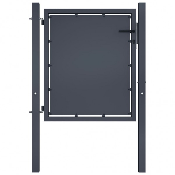 Puerta de jardín de acero gris antracita 100x100 cm D