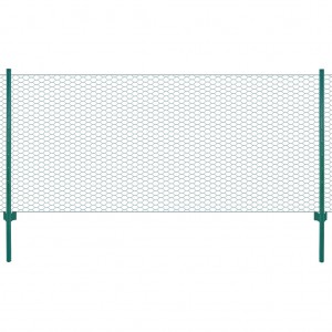 Parede de malha de arame com postes de aço verde 25x1 m D