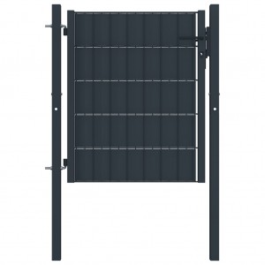 Porta de vedação de PVC e aço cinzento 100x81 cm D