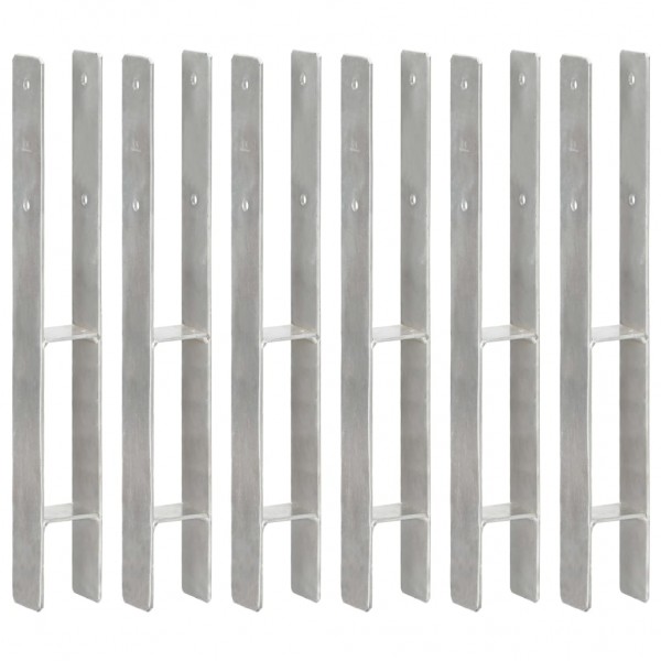 Anclajes de valla 6 uds acero galvanizado plateado 7x6x60 cm D