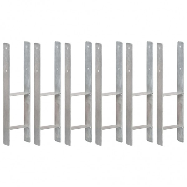 Anclajes de valla 6 uds acero galvanizado plateado 14x6x60 cm D