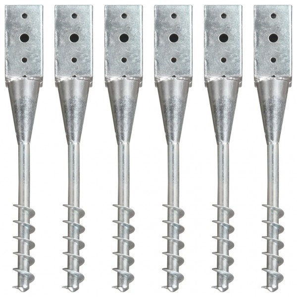 Estacas de solo 6 unidades aço galvanizado prata 7x7x56 cm D