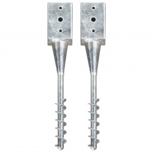 Estacas de solo 2 unidades aço galvanizado prata 9x9x56 cm D