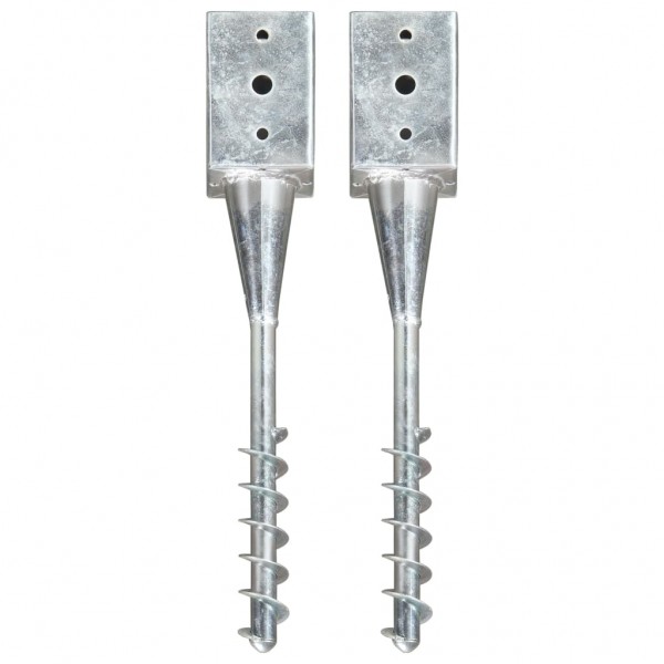 Estacas de solo 2 unidades aço galvanizado prata 9x9x56 cm D