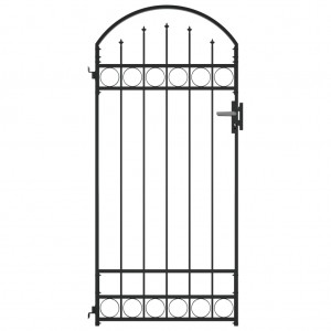 Puerta de jardín con arco de acero negro 89x200 cm D