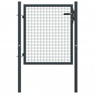 Porta de rede de jardim de aço galvanizado cinza 100x175 cm D