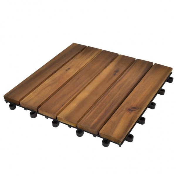 Baldosa de terraza patrón vertical 20 uds madera acacia 30x30cm D