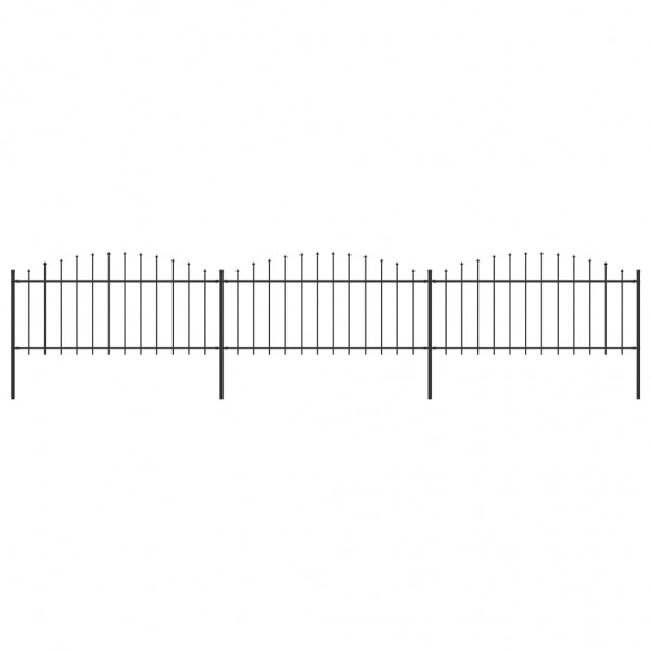 Valla de jardín con puntas de lanza acero negro (0.5-0.75)x5.1m D