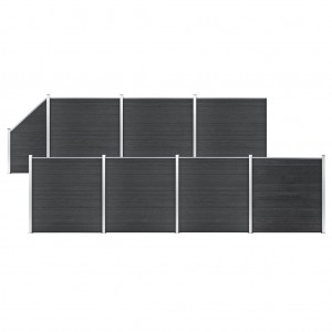 Set de valla 7 cuadradas + 1 oblicua WPC gris 1311x186 cm D