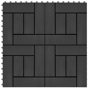 Baldosas de porche de WPC 30x30 cm 1 m² negro 11 unidades D