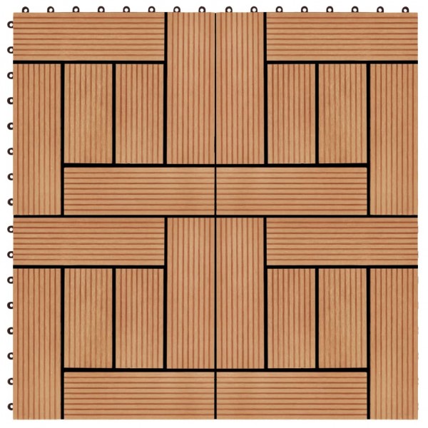 Baldosas de porche de WPC 30x30 cm 1 m² color teca 11 unidades D