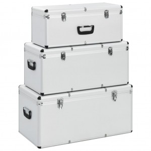 Cajas de almacenamiento 3 unidades aluminio plateado D