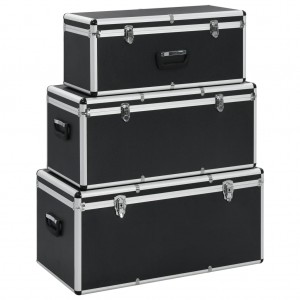Cajas de almacenamiento 3 unidades aluminio negro D