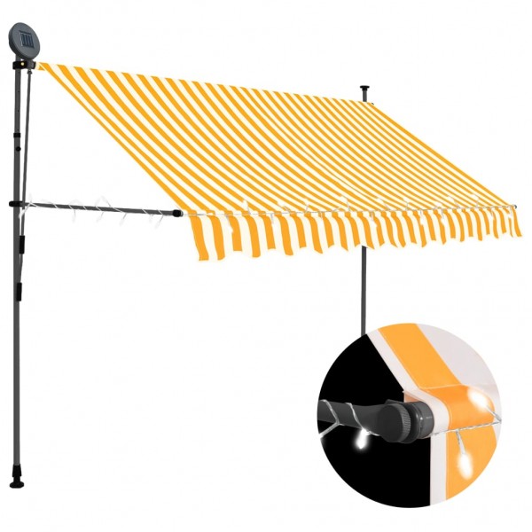 Toldo manual retráctil con LED blanco y naranja 300 cm D