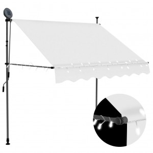 Toldo manual retrátil com LED creme 150 cm D