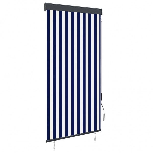 Estor enrollable de exterior azul y blanco 100x250 cm D