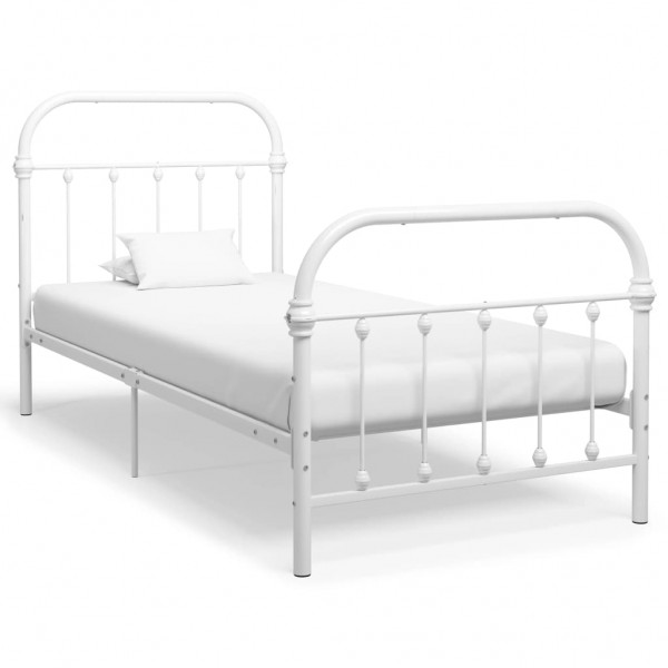 Estrutura de cama de metal branco 100x200 cm D