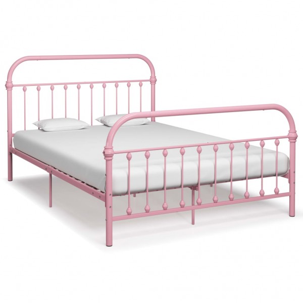 Estructura de cama de metal rosa 140x200 cm D
