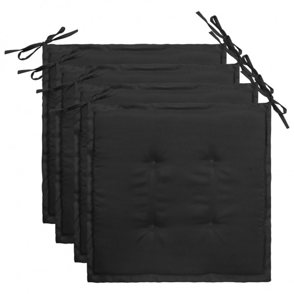 Almofadas para cadeiras de jardim 4 peças tecido preto 40x40x3 cm D