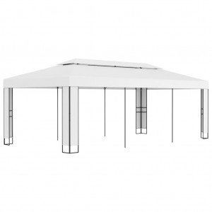 Cenador con doble techo blanco 3x6 m D