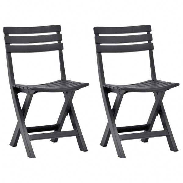 Cadeiras de jardim dobráveis 2 unidades de plástico cinza-antracita D