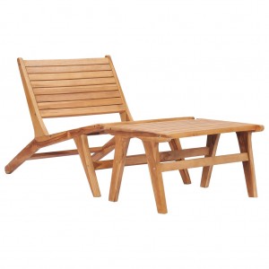 Cadeira de jardim com apoio de pés de madeira maciça de teca D