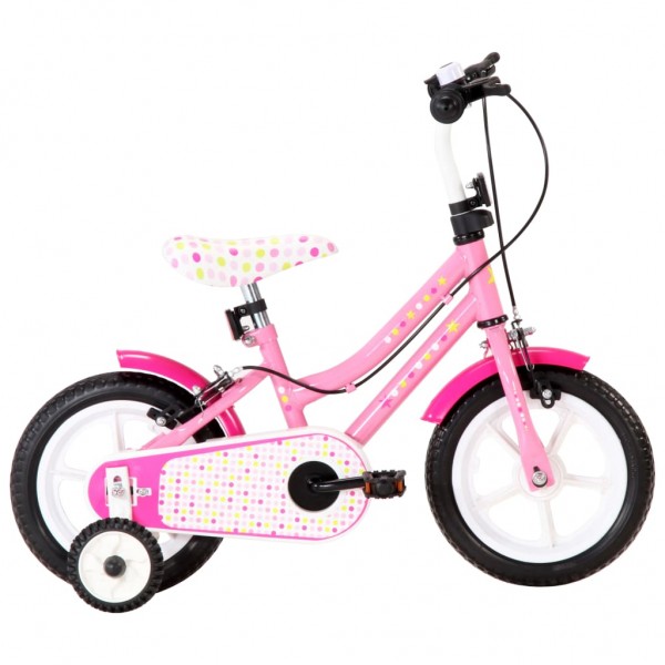 Bicicleta para niños 12 pulgadas blanco y rosa D