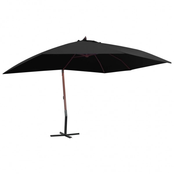 Um guarda-chuva de jardim pendente com pau de madeira preta 400x300cm D