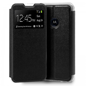 Funda Flip Cover Motorola One Macro Liso Negro D