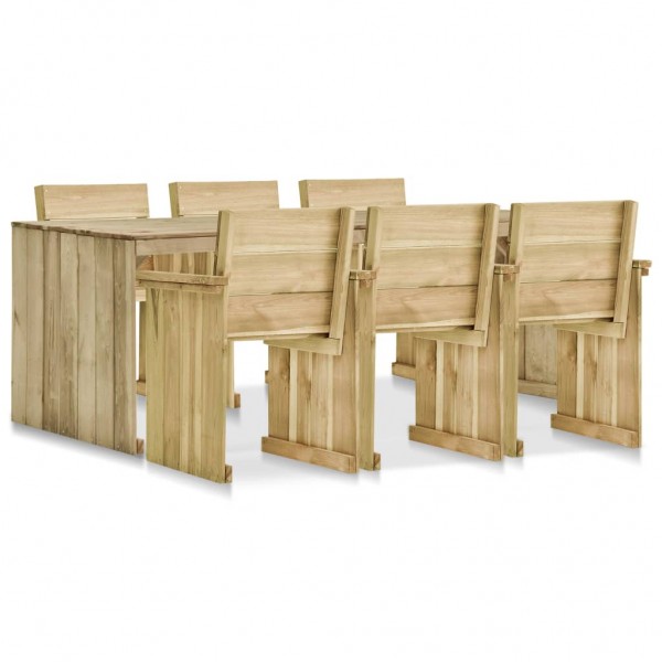 Set muebles de comedor de jardín 7 pzas madera pino impregnada D