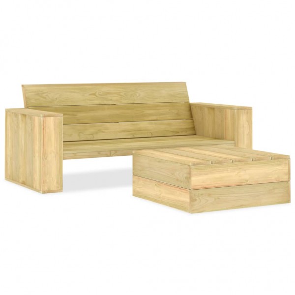Juego de muebles de jardín 2 piezas madera de pino impregnada D
