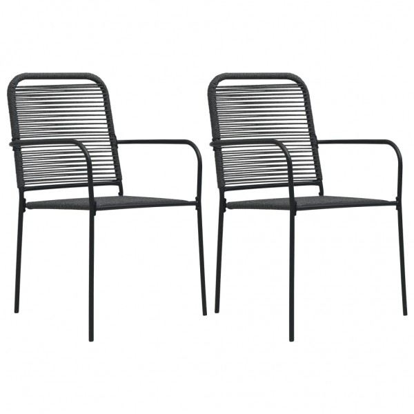 Cadeiras de jardim 2 unidades cordão de algodão e aço preto D