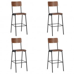 Taburetes de cocina 4 unidades madera contrachapada y acero D