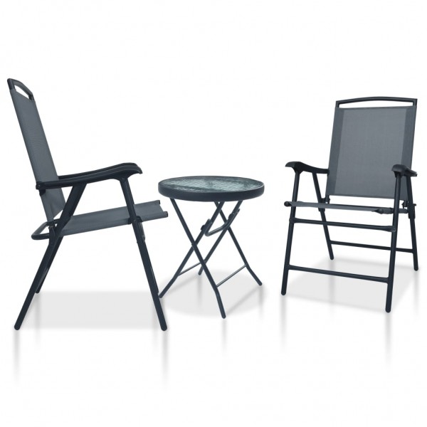Mesa e cadeiras de bistro 3 peças de aço cinza D