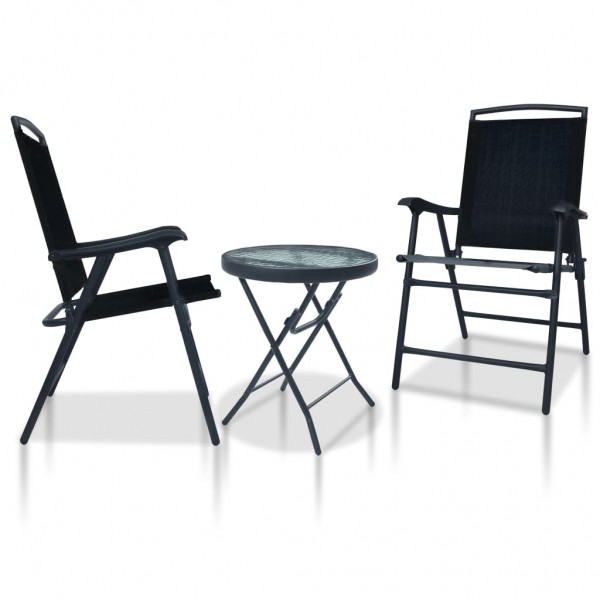 Mesa e cadeiras de restaurante 3 peças de aço preto D