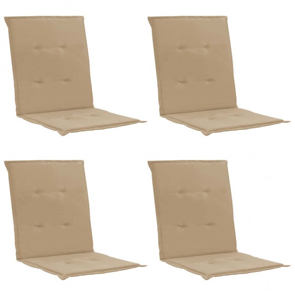 Cojín de silla de jardín respaldo bajo 4 uds tela Oxford beige D