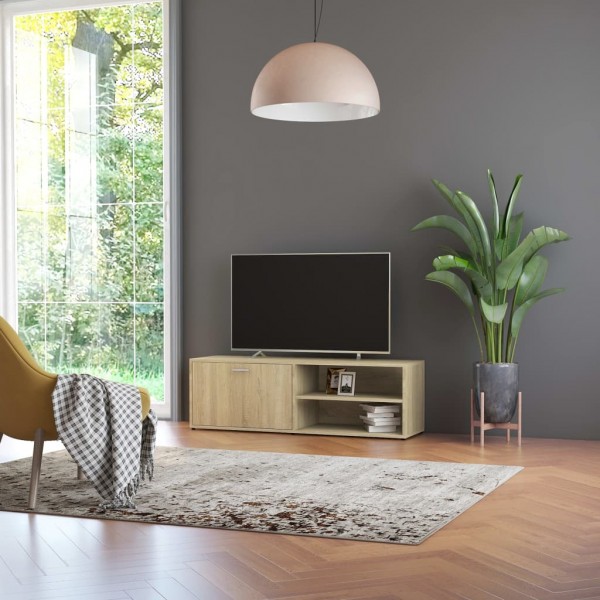 Mueble de TV madera contrachapada color roble 120x34x37 cm D