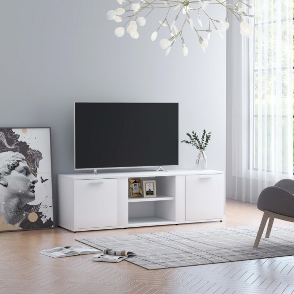 Mobiliário de TV de madeira contraplacada branca 120x34x37 cm D