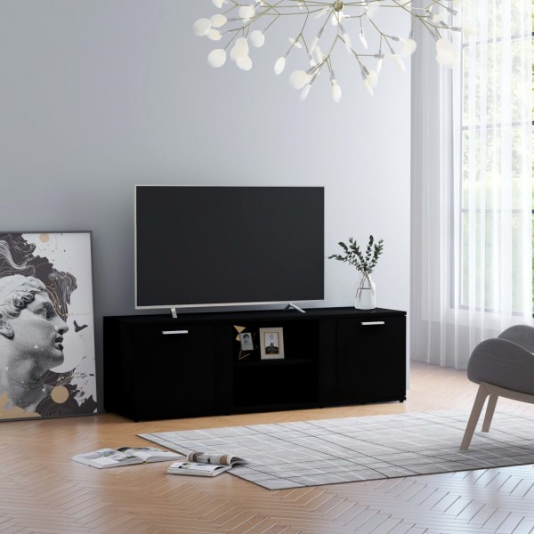 Mobiliário de televisão de madeira contraplacada preta 120x34x37 cm D