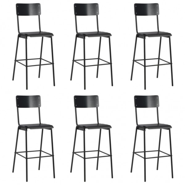 Cadeiras de cozinha de madeira e aço preto D