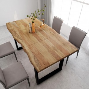 Mesa de jantar de madeira maciça de acácia 180x90x76 cm D