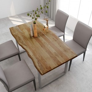 Mesa de jantar de madeira maciça de acácia 154x80x76 cm D