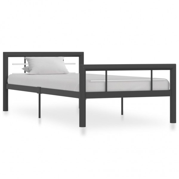 Estructura de cama de metal gris y blanco 100x200 cm D