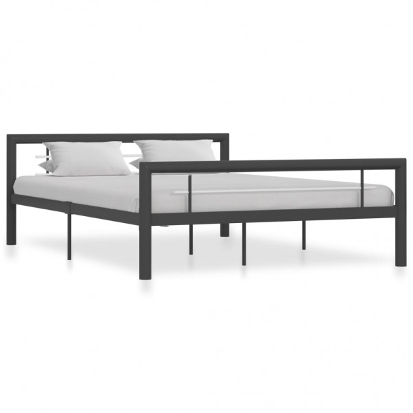 Estrutura de cama de metal cinza e branco 140x200 cm D