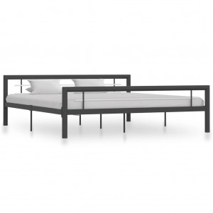 Estructura de cama de metal gris y blanco 180x200 cm D