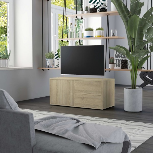 Mobiliário para TV madeira revestida de carvalho 80x34x36 cm D