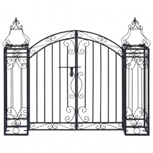 Puerta de jardín decorativa de hierro forjado 122x20.5x100 cm D