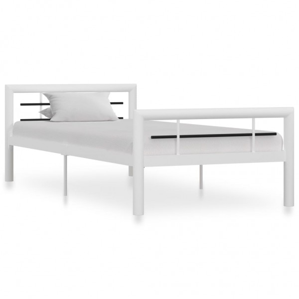 Estrutura de cama de metal preto e branco 90x200 cm D