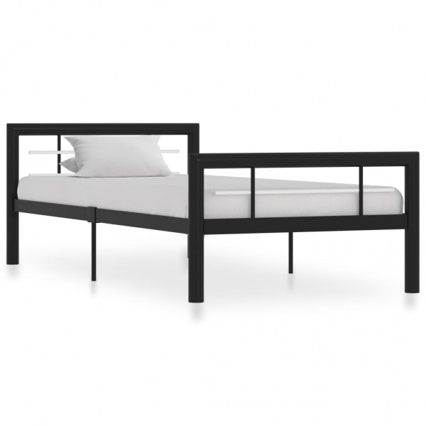 Estrutura de cama de metal preto e branco 90x200 cm D