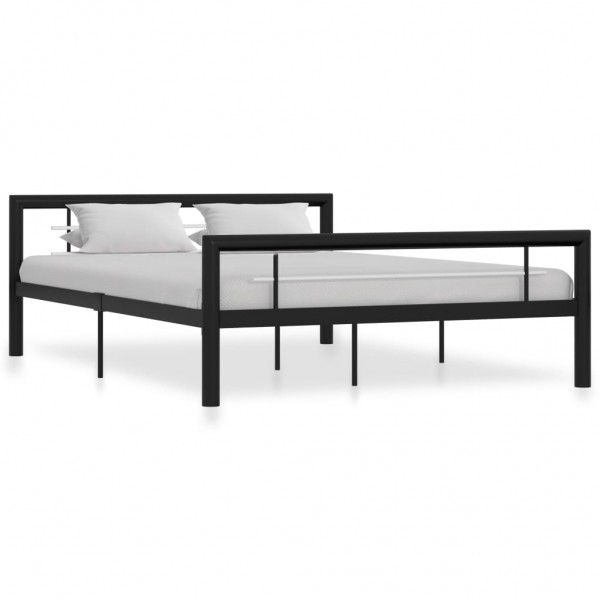 Estructura de cama de metal negro y blanco 140x200 cm D